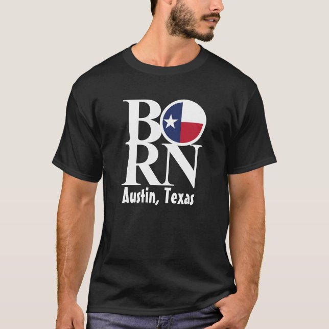 FÖDD Austin Texas manar svart utslagsplats Tee Shirt (Framsida)
