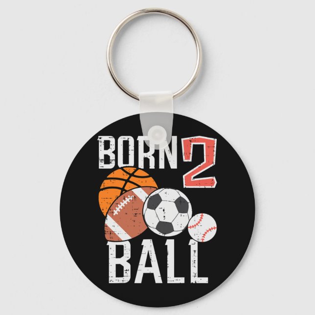 Född Basketboll Fotboll 2-års Födelsedag Småbarn P Nyckelring (Framsida)