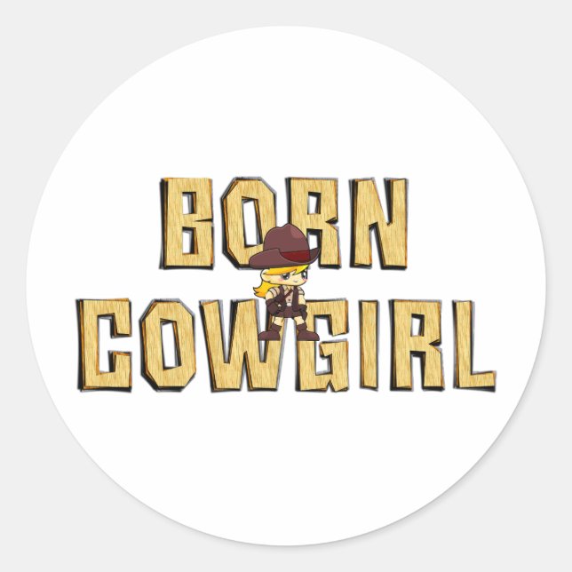 Född Cowgirl Runt Klistermärke (Framsida)