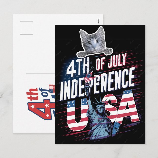 Född den 4 juli en patriotisk firande  helg vykort (Fram/baksida)