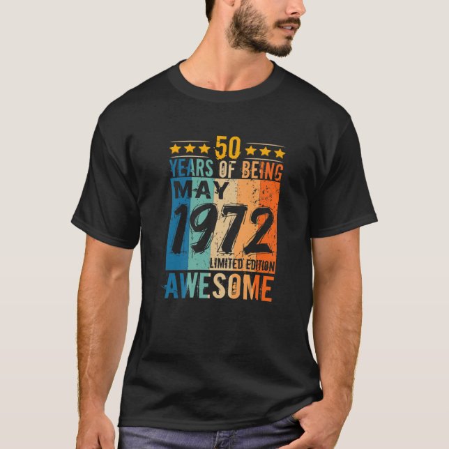 Född den 50 maj 1972, 50 år av Awes T Shirt (Framsida)