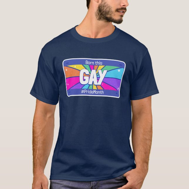 Född denna gay-prismånad HBTQ-regnbågströja T Shirt (Framsida)