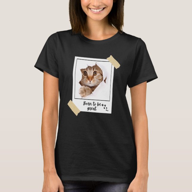 Född Denna Stora Söta Katt Och Kulldjur T Shirt (Framsida)