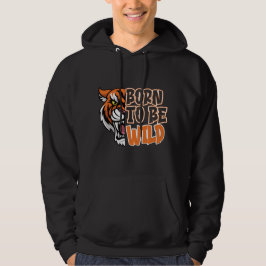 Född för att bli Vild - tigerkonst Hoodie