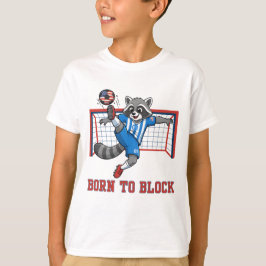 Född För Att Blockera, Rolig Tvättbjörn Fotbollsmå T Shirt