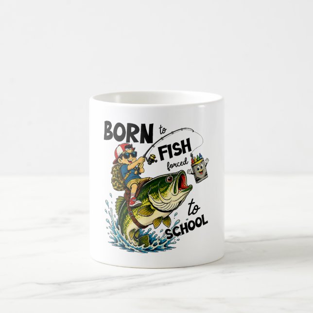 Född för att fiska, tvingad att gå i skolan kaffemugg (Center)
