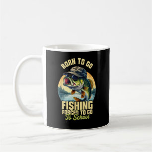 Född för att fiska Tvungen skola Roligt Kaffemugg
