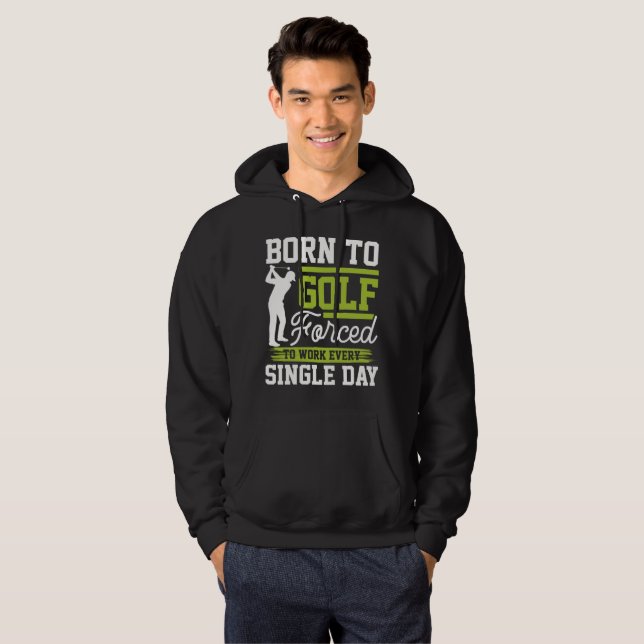 Född för att golfa enkel dags golf  hoodie (Hel framsida)