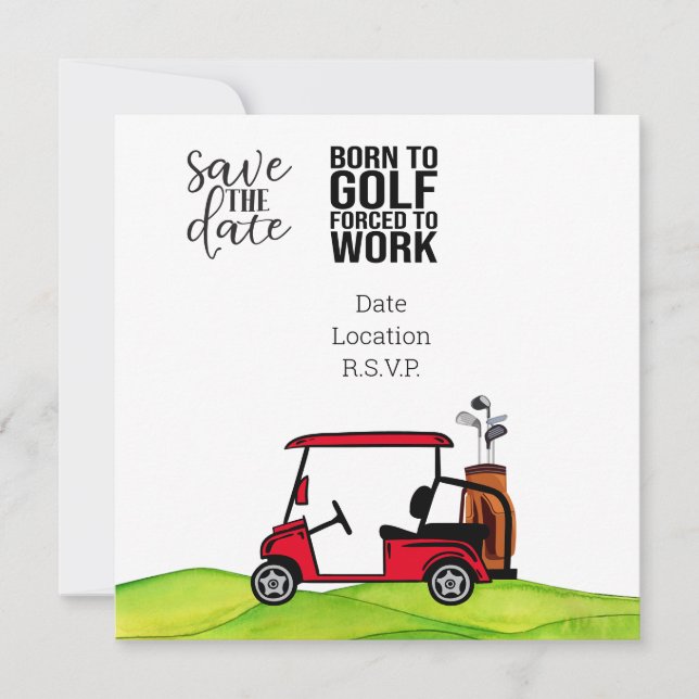 Född för att golfkraft att arbeta  inbjudningar (Framsida)