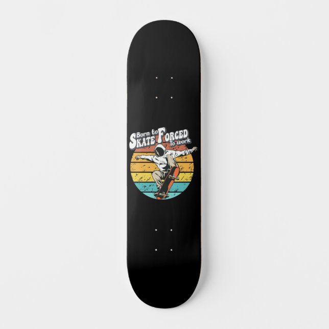 Född för att hugga tvingad att arbeta mini skateboard bräda 18,5 cm (Framsida)