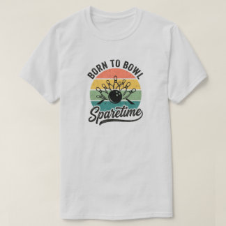 Född För Att Kasta Retro Vintage Bowling Solnedgån T Shirt