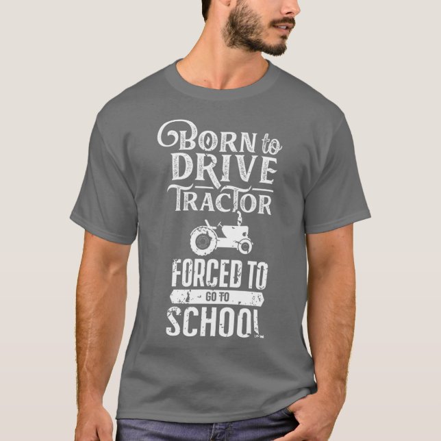 Född för att köra traktorns uppfödare t shirt (Framsida)