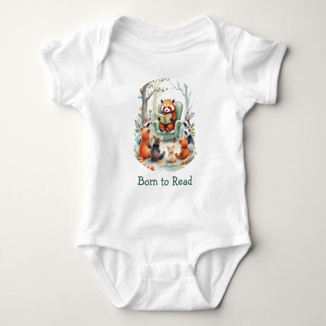 Född för att läsa söta djurhistorier Vit T Shirt (Framsida)
