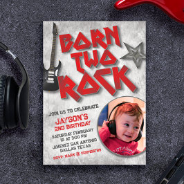 Född för att rocka med bild inbjudningar