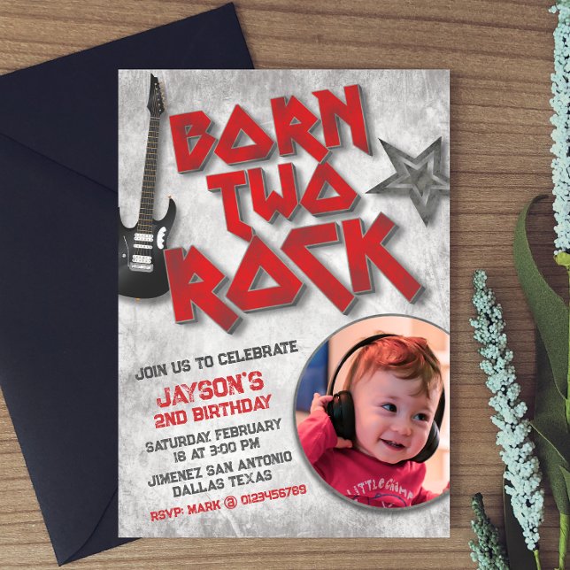Född för att Rocka med Bild Inbjudningar (Skapare uppladdad)