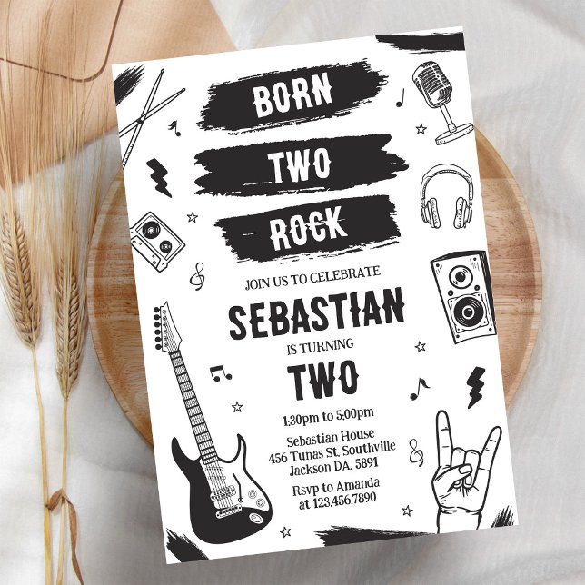 Född för att Rocka Punk Rock Musik Födelsedagsinbj Inbjudningar (Skapare uppladdad)
