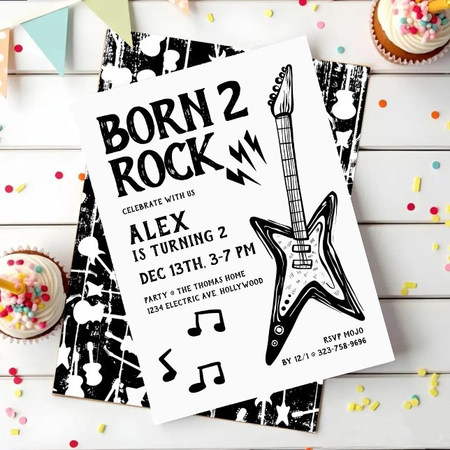 Född för att Rocka & Rolla Gitarr 2-årsdag Inbjudningar (Skapare uppladdad)