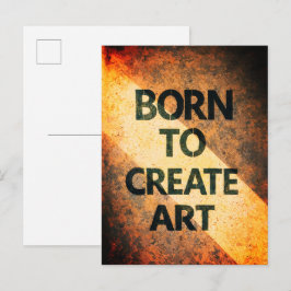 Född för att skapa konst Motiverande Citat Texture Vykort