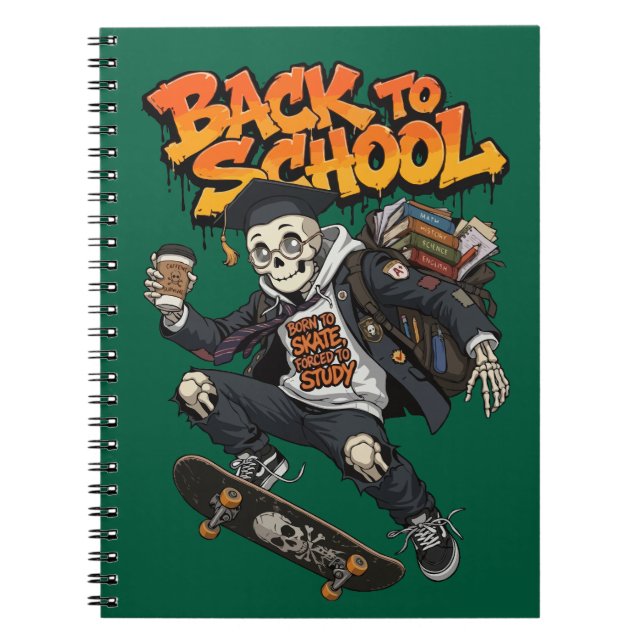 Född för att Skateboard Fördömd att Studera Roligt Anteckningsbok (Framsidan)