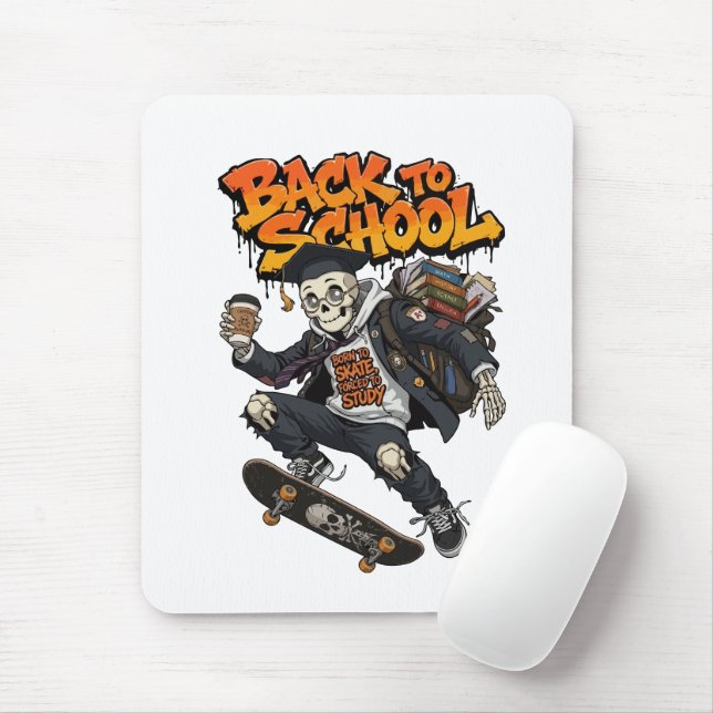Född för att Skateboard Fördömd att Studera Roligt Musmatta (Med mus)