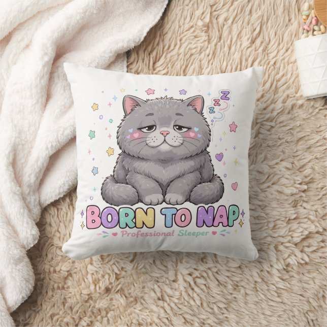 Född för att Sova Söt Katt Kudde (Filt)