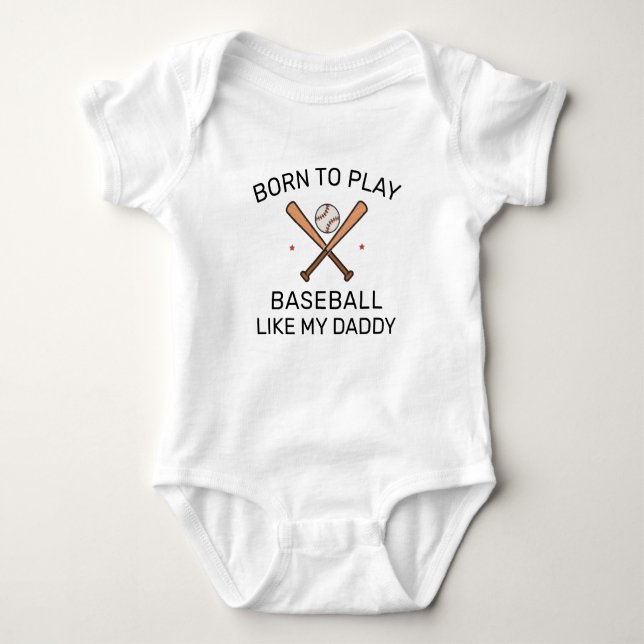Född för att spela baseboll med pappa - Söt sport T Shirt (Framsida)