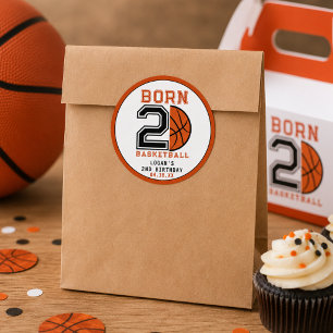 Född för att spela basket 2-års födelsedagsfest runt klistermärke