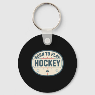 Född För Att Spela Hockey Retro Isrink Spelare Fan Nyckelring