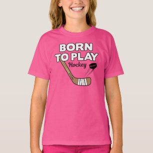 Född för att spela Hockey Stick och Puck T Shirt