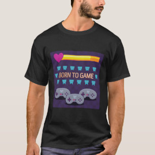 Född för att spela - Retro 8-Bit Pixel Art T-Shirt
