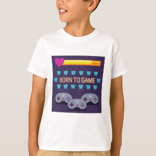 Född för att spela - Retro 8-Bit Pixel Art T-Shirt