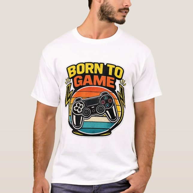Född för att spela Retro Kontrollenhet T Shirt (Framsida)