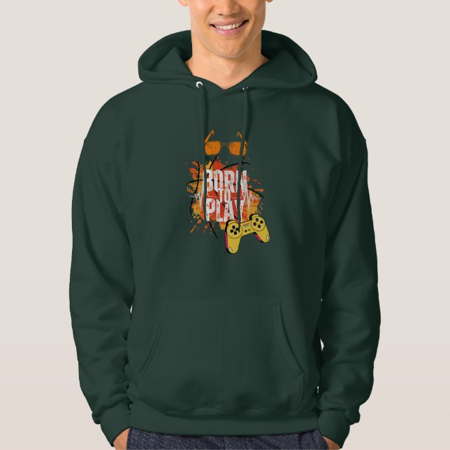 född för att spela spel hoodie (Framsida)