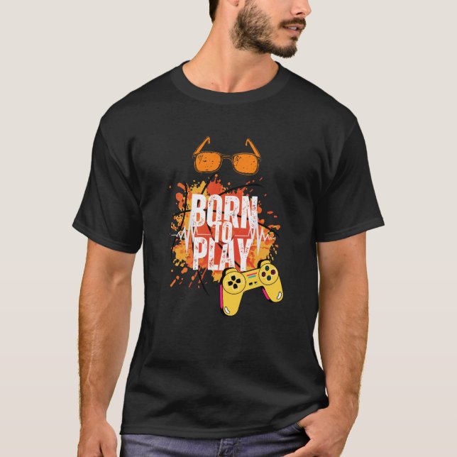 född för att spela spel t shirt (Framsida)
