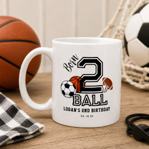 Född för att spela sport tema pojke 2-års födelsed kaffemugg