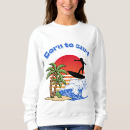 Född för att surfa Retro solnedgångssurfar T Shirt