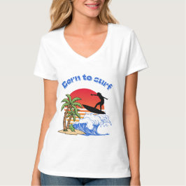 Född för att surfa Retro solnedgångssurfare T Shirt