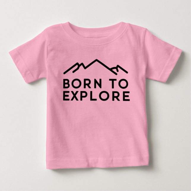 Född För Att Utforska Minimalistisk Bergsöversikt T Shirt (Framsida)