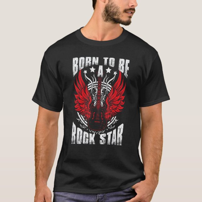 Född För Att Vara En Rockstjärna Gitarrist Gitarrs T Shirt (Framsida)