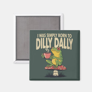 Född för att vara lat Vintage groda Roligt Retro  Magnet