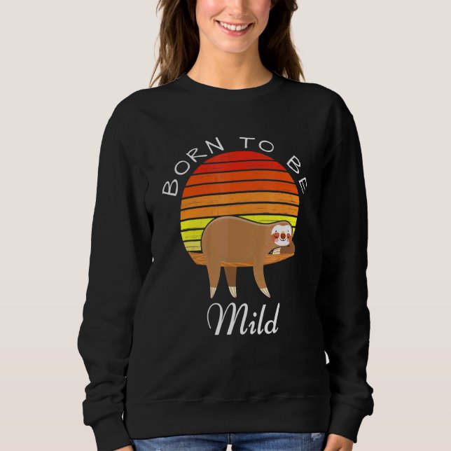 Född för att vara mild Retro Sunset Sloth Pun T Shirt (Framsida)