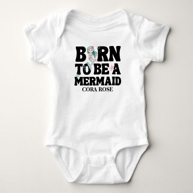 Född för att vara Sjöjungfru Flickor Babydusch T Shirt (Framsida)