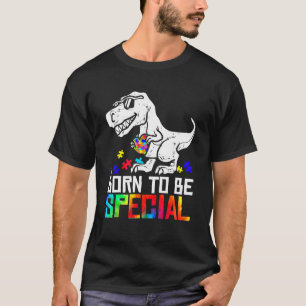 Född För Att Vara Speciell Trex Dino Autism Medvet T Shirt