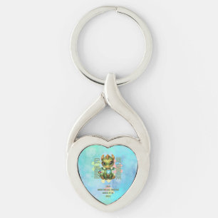 Född för att vara unik Söt drak Autism Acceptans Twisted Heart Silverfärgad Nyckelring