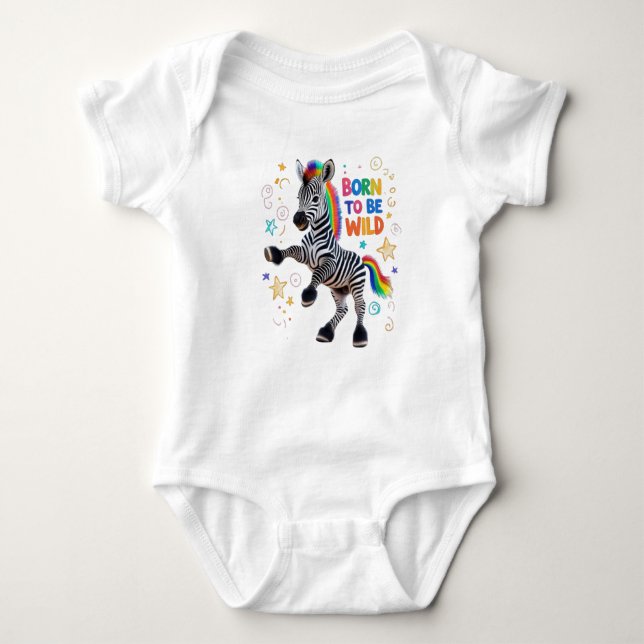 Född för att vara Vild Baby Zebra Outfit T Shirt (Framsida)