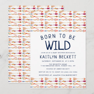 Född för att vara Vild, boho Arrows Baby Shower Inbjudningar