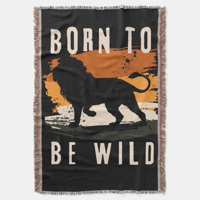 Född för att vara vild Lejont djur Filt (Framsidan Vertikal)