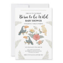 Född för att vara vild Toucan Baby Shower Inbjudan