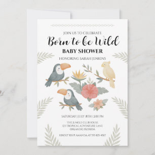 Född för att vara vild Toucan Baby Shower Inbjudan