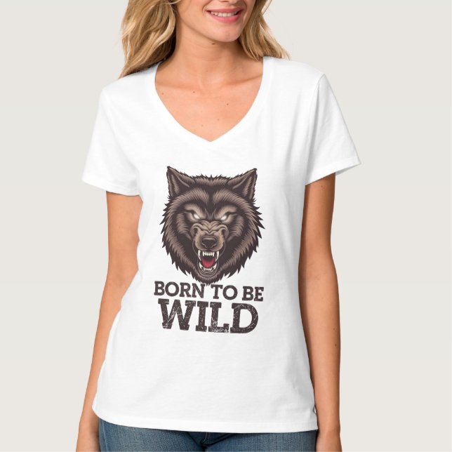 Född för att vara Vild Varg: Omanipulerad alfakrit T Shirt (Framsida)